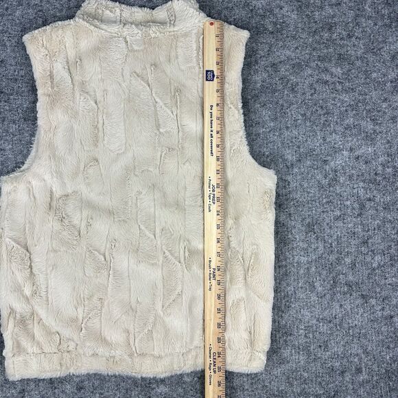 Sanctuary Vest Women Medium Beige Faux Fur Soft Full Zip Tooth Toggle Button - Picture 11 of 12